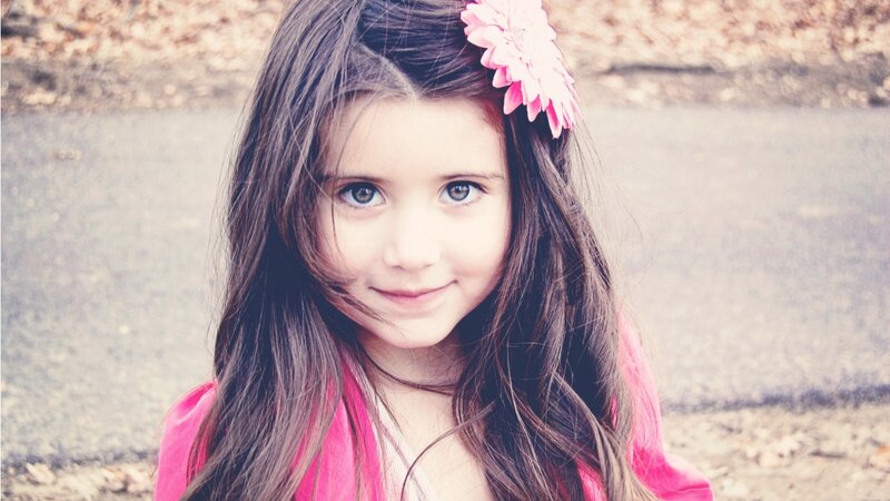 Young Girl with Flower — Brown
