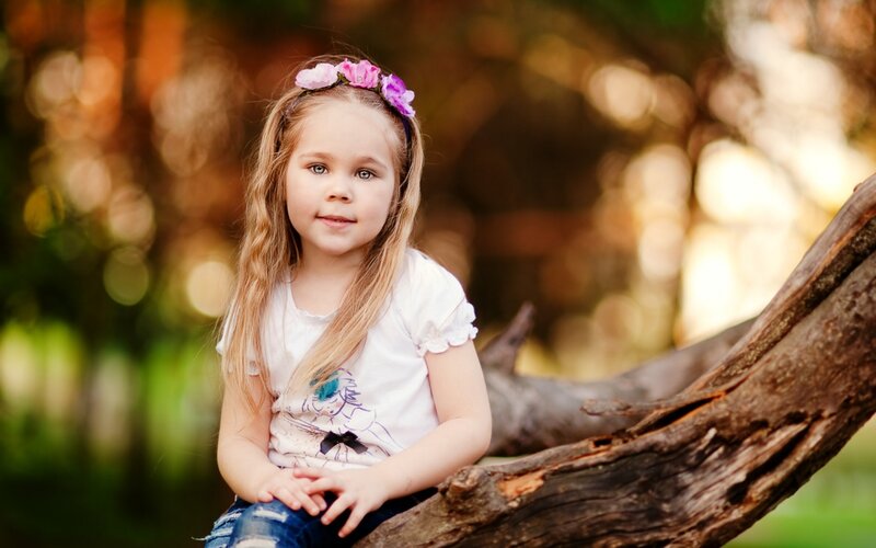 Young Girl with Flower Crown — Brown