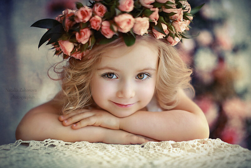 Young Girl with Flower Crown — Pink