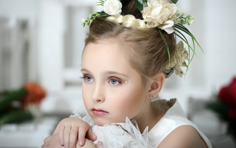 Young Girl with Flower Crown — White