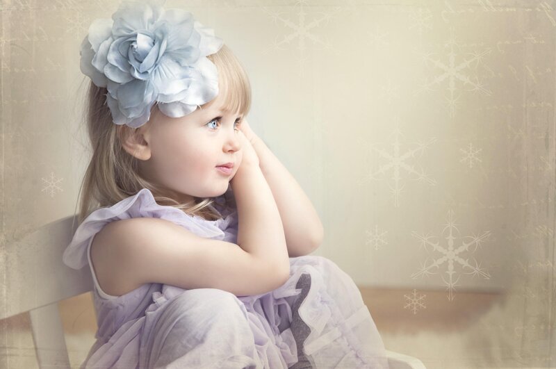 Young Girl with Flower Headband — Purple, Serene