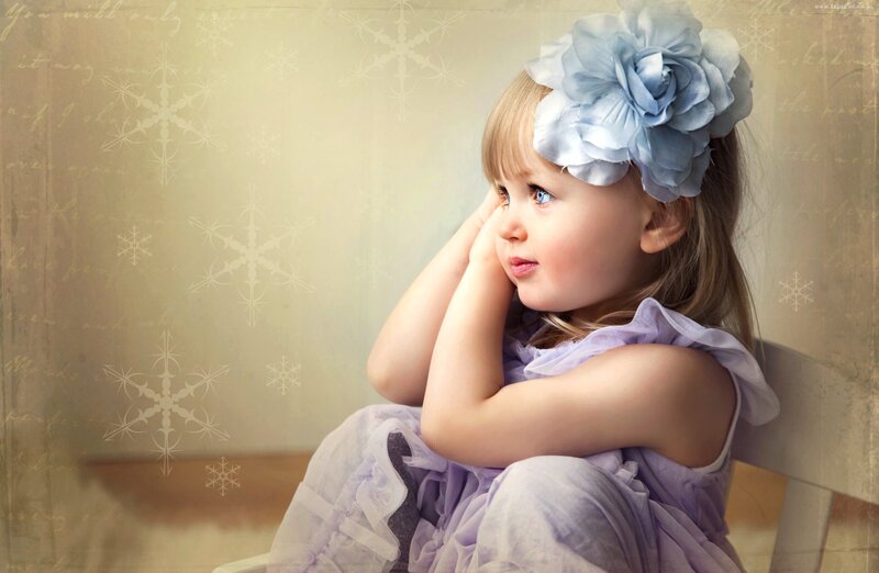 Young Girl with Flower Headband — Purple