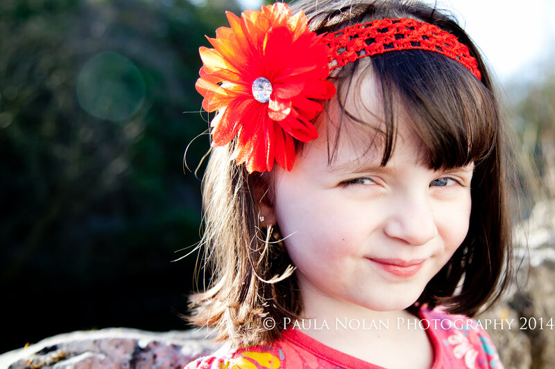 Young Girl with Flower Headband — Red