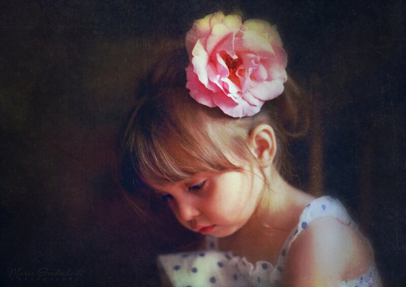 Young Girl with Flower — Pink