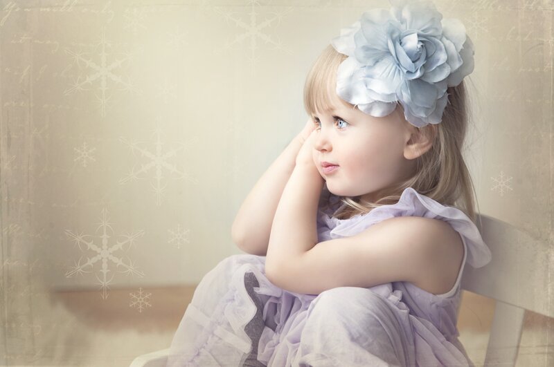 Young Girl with Flower — Purple