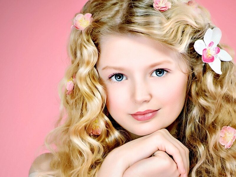 Young Girl with Flowers — Pink, Serene