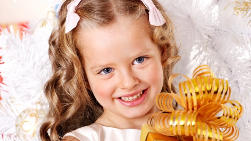 Young Girl with Gift — White