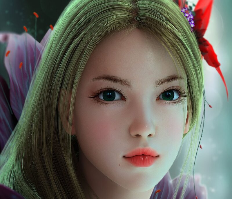 Young Girl with Green Eyes — Serene