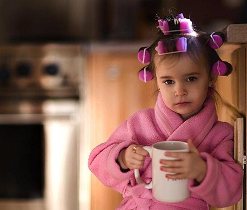 Young Girl with Hair Rollers
