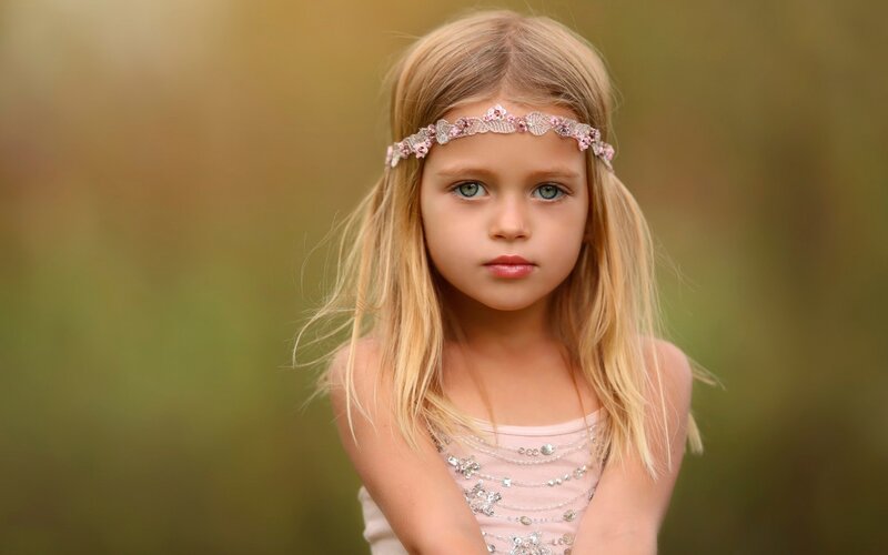 Young Girl with Headband — Pink, Serene
