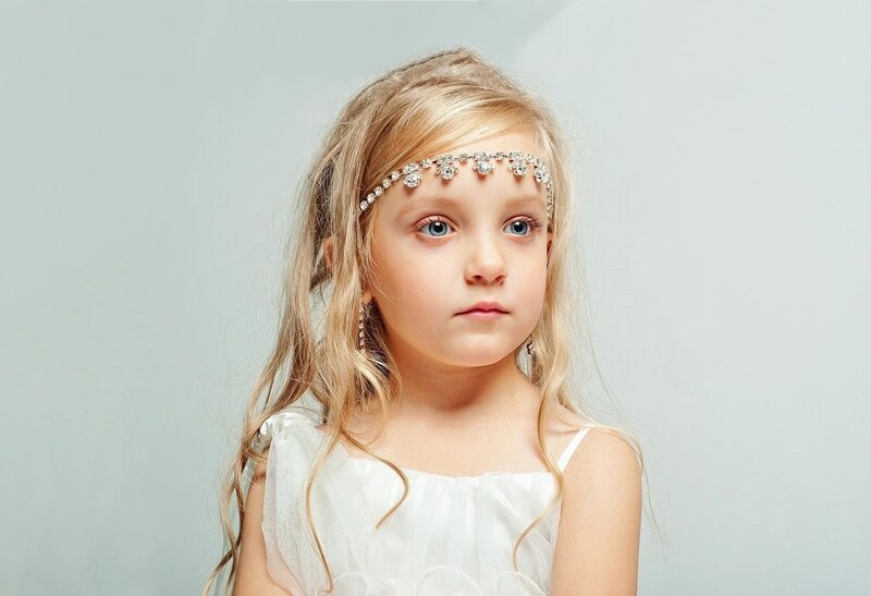 Young Girl with Headband — White