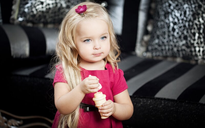young girl with ice cream cone