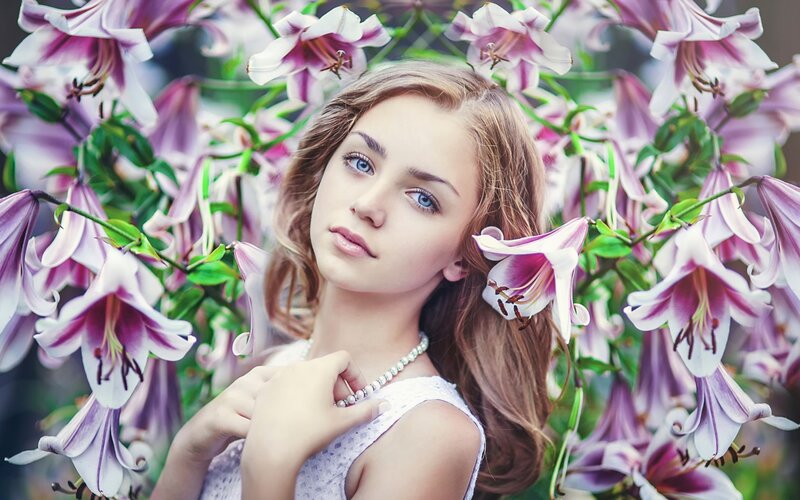 Young Girl with Lilies