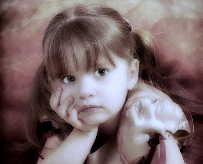 Young Girl with Pigtails — Pink