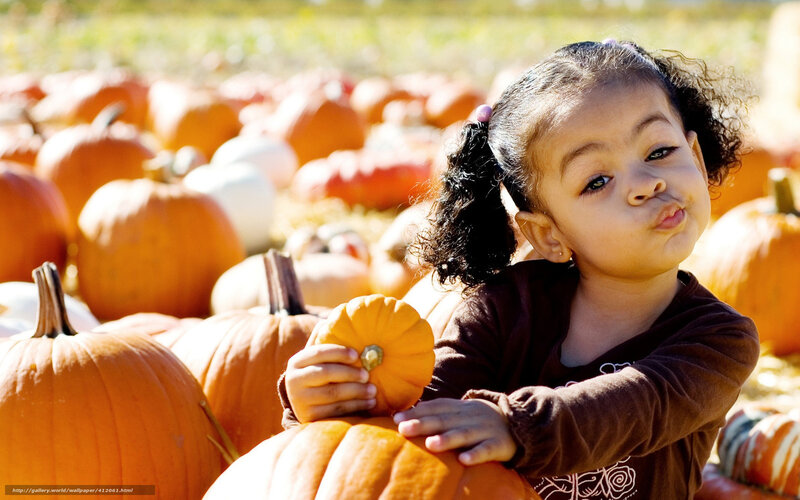Young Girl with Pumpkin — Orange