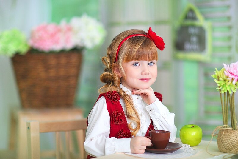 Young Girl with Red Bow