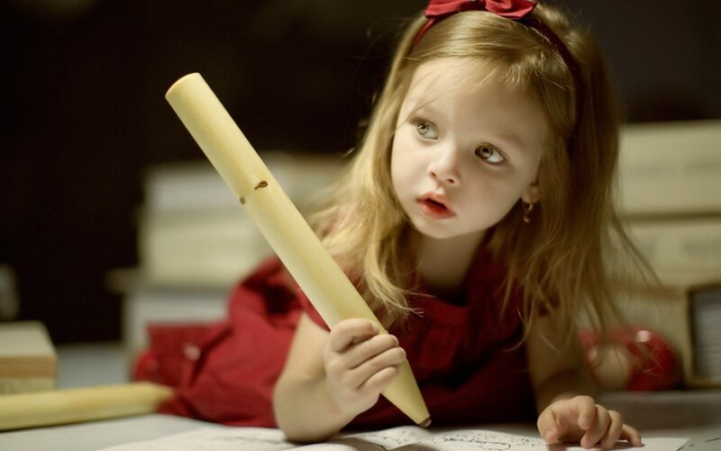 Young Girl with Rolling Pin — Red