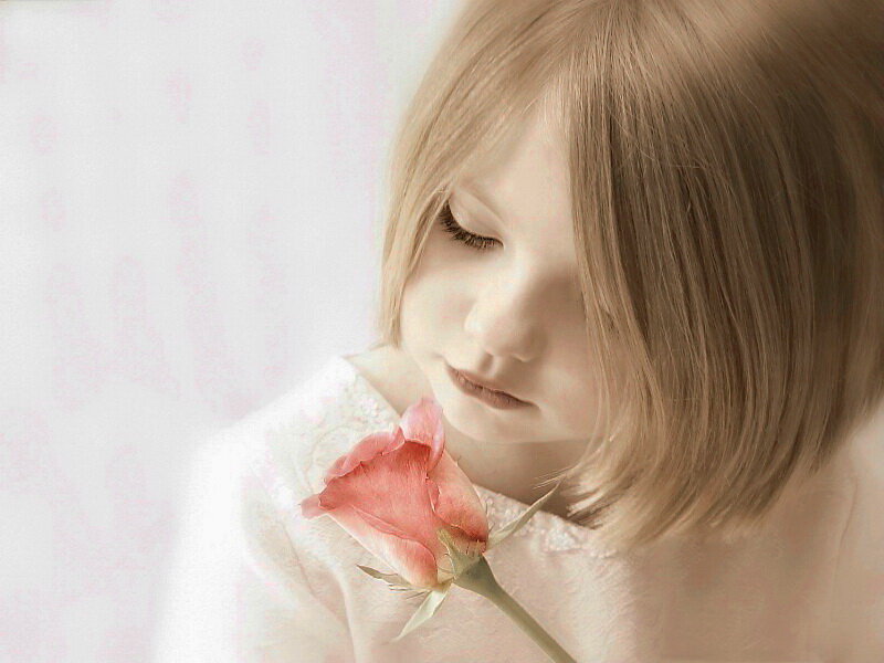 Young Girl with Rose — Pink