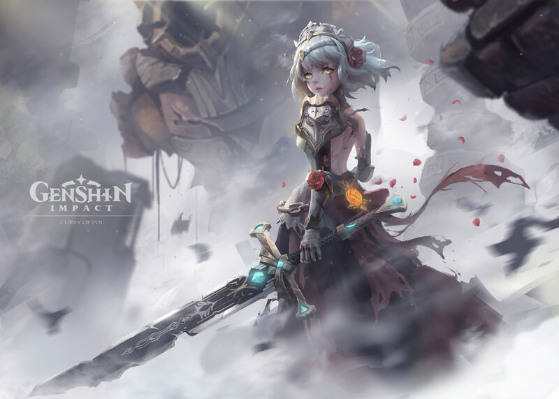 Young Girl with Sword — White