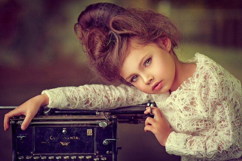 Young Girl with Typewriter