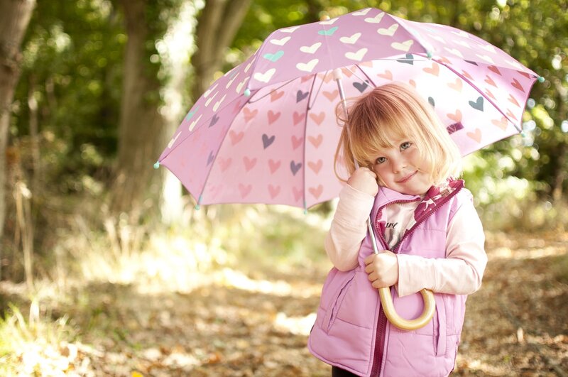 Young Girl with Umbrella — Pink, Serene