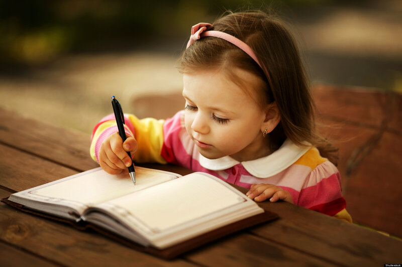Young Girl Writing — Brown