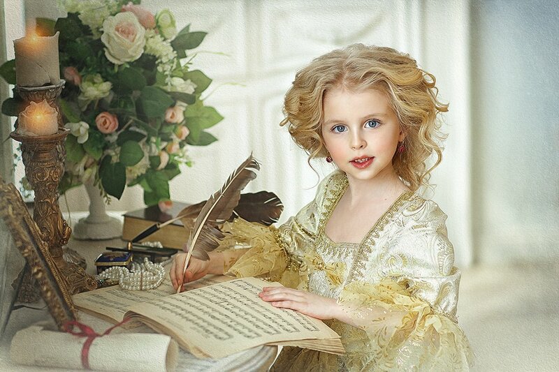Young Girl Writing Music
