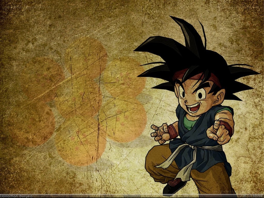 Young Goku in fighting stance