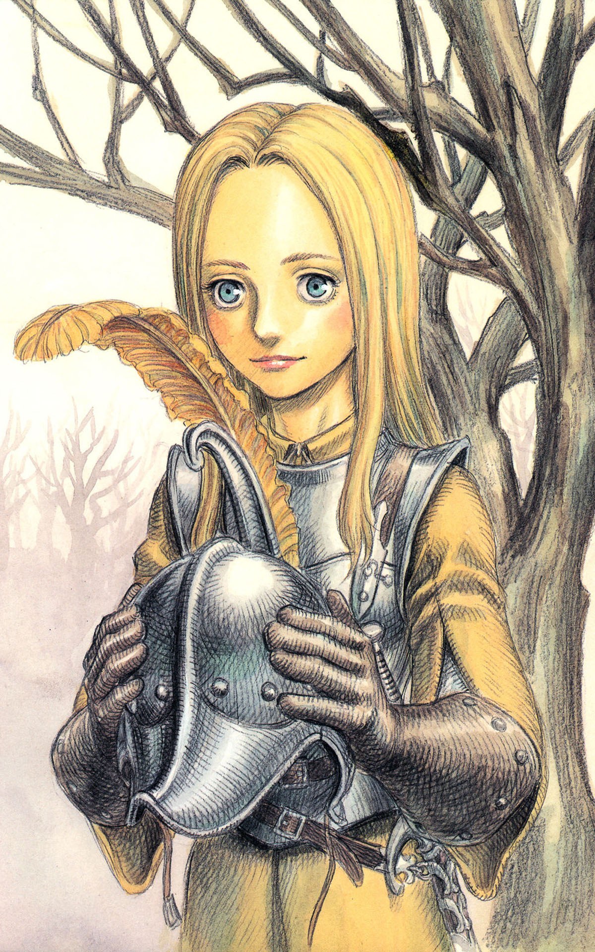 young knight holding helmet