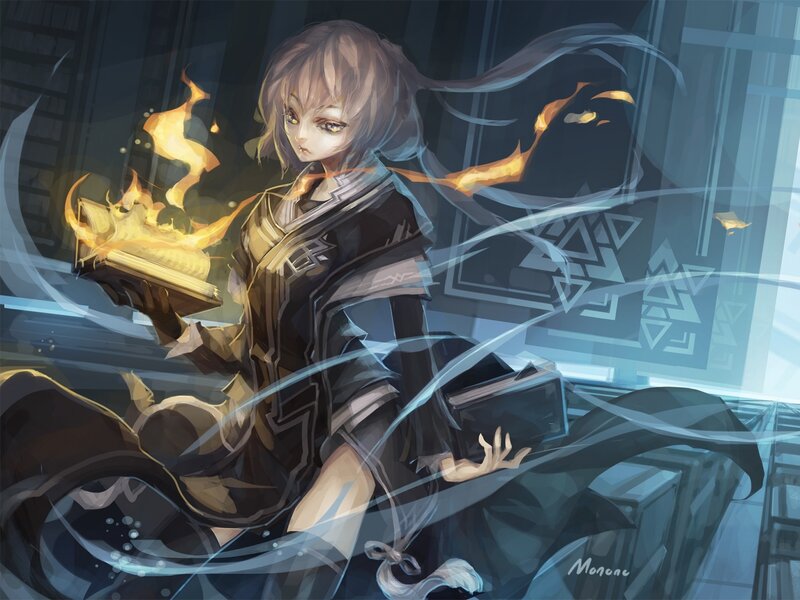 Young Mage with Burning Book