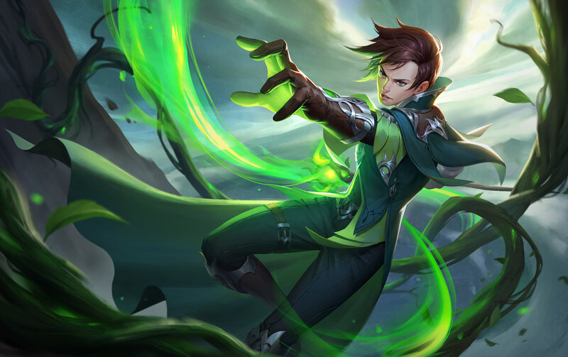 Young Man Casting Spell — Green, Dramatic