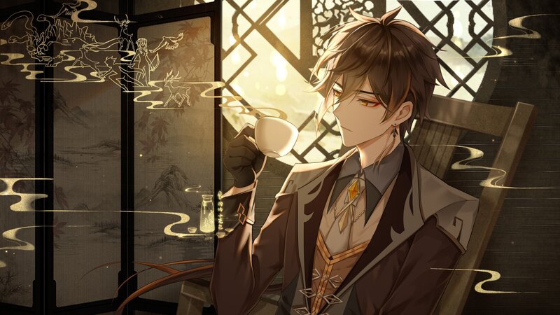 Young Man Drinking Tea