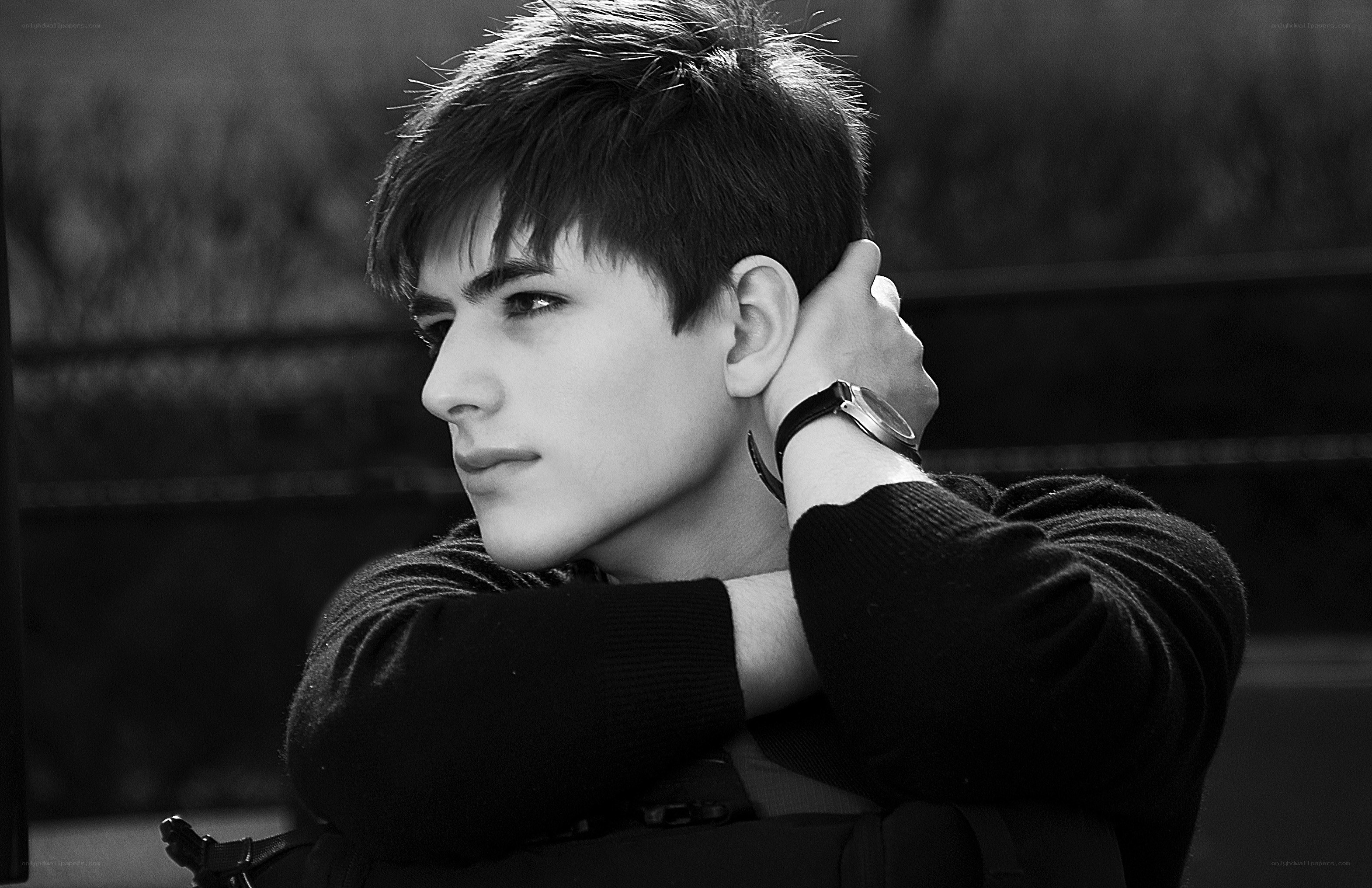 young man in black and white