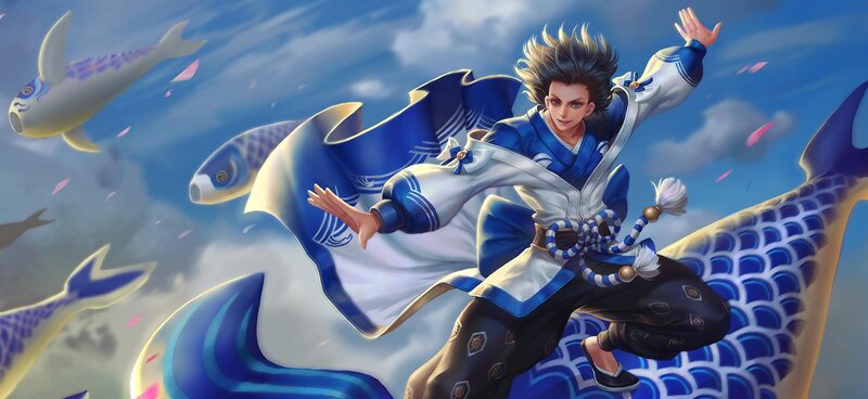 Young Man in Blue and White