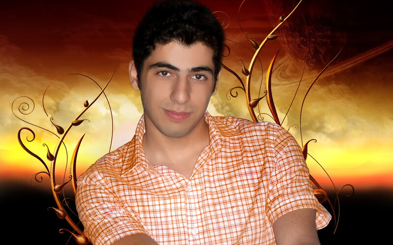 Young Man in Plaid Shirt — Orange