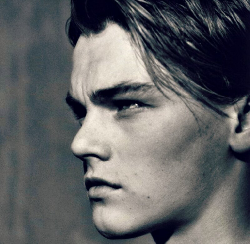 Young Man in Profile — Black, Serious