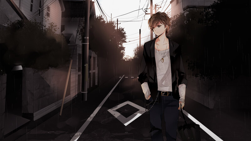 Young Man in Rain