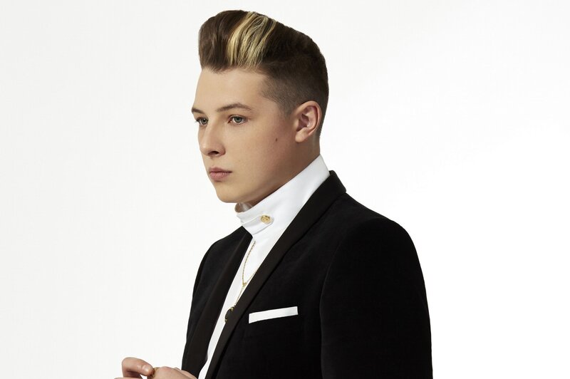 Young Man in Suit — Black, Serious