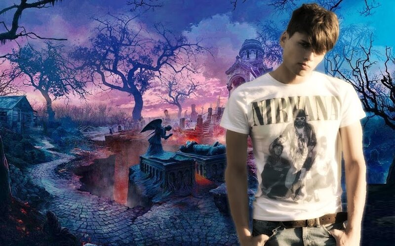 Young Man in T-shirt — Blue, Dramatic