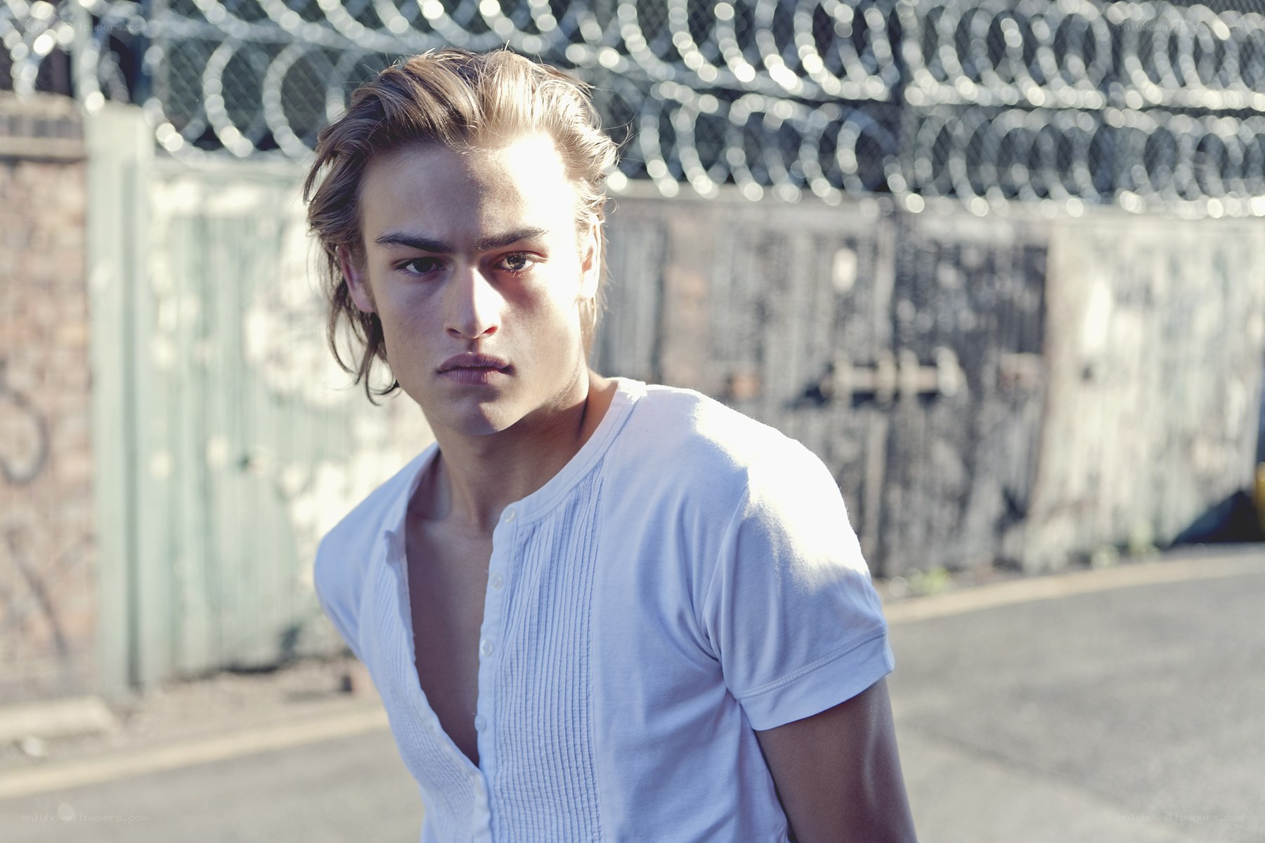 young man in white shirt