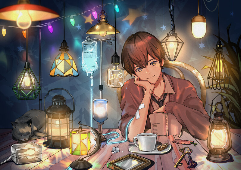 Young Man Reading Book — Brown