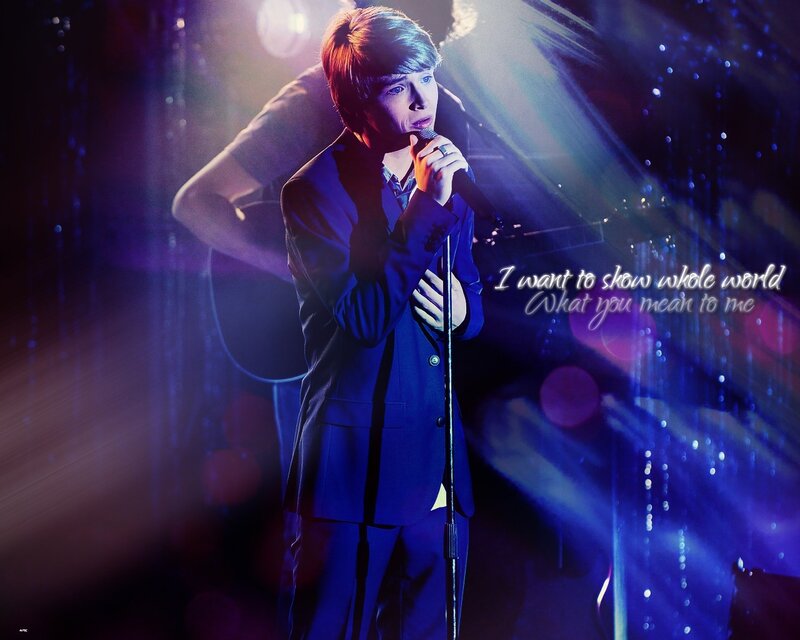 Young Man Singing on Stage — Blue
