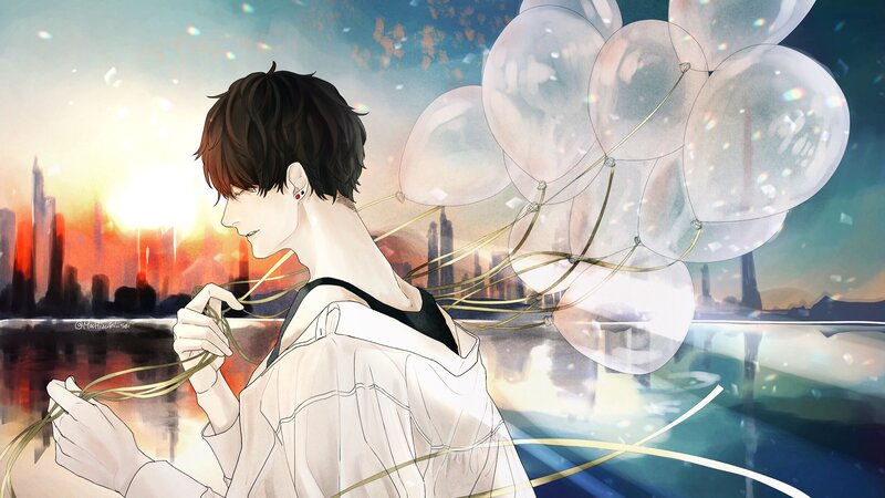 Young Man with Balloons