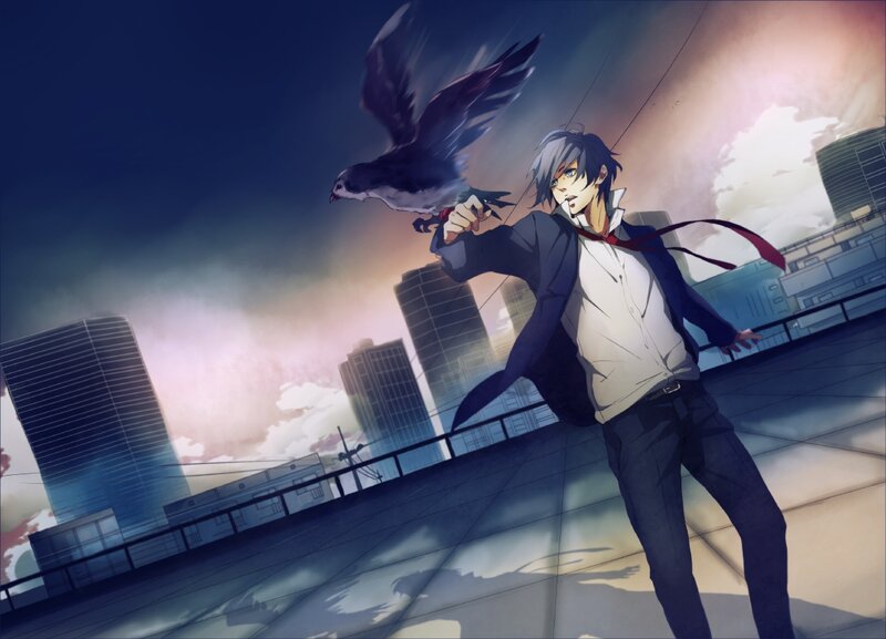 Young Man with Bird — Blue