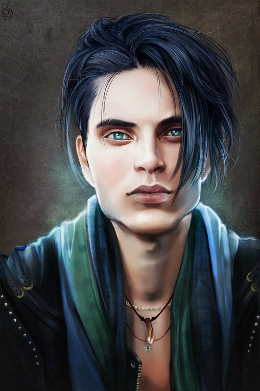 Young Man with Blue Eyes — Dramatic, Digital Art