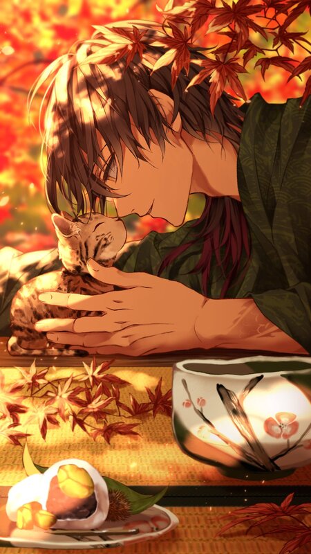 Young Man with Cat — Orange