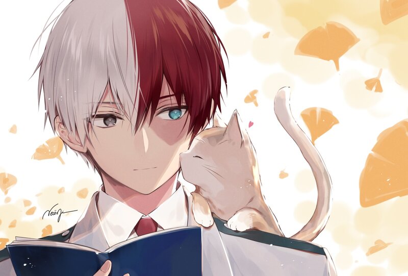 Young Man with Cat — White