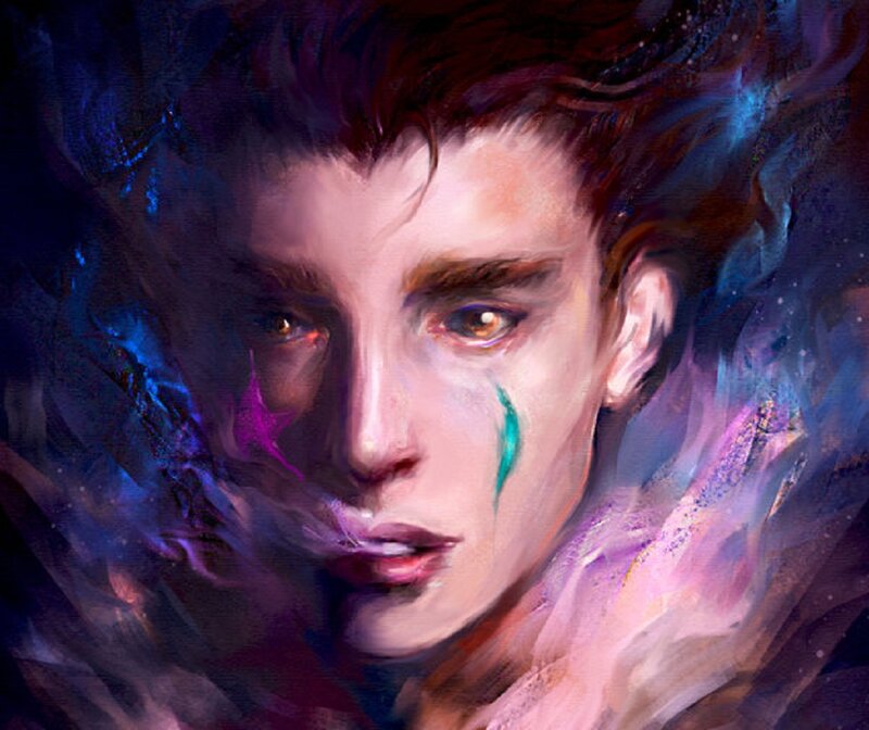 Young Man with Colorful Tears