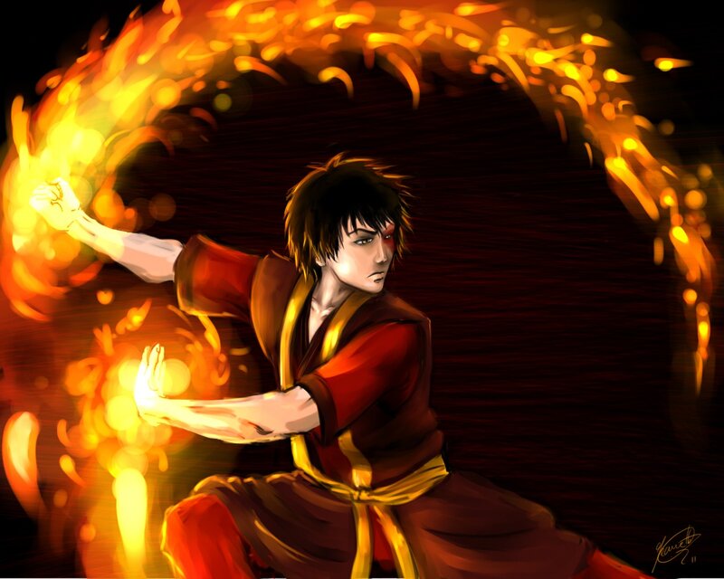 Young Man with Fire — Red
