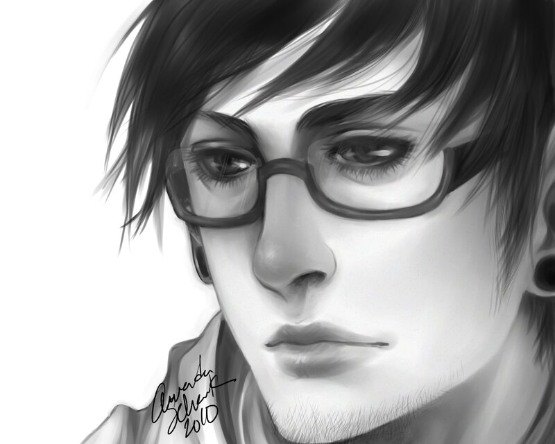 Young Man with Glasses — Black